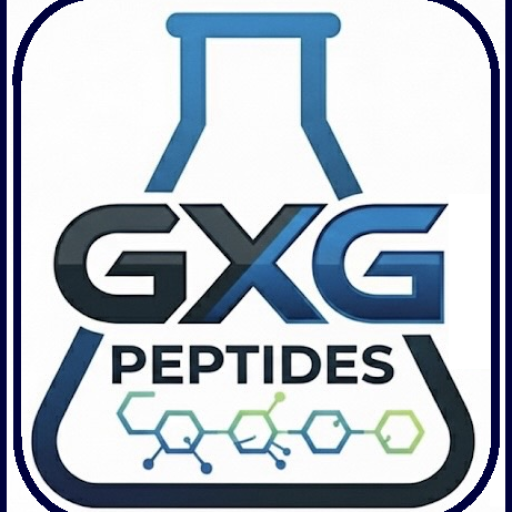 Logo featuring lab flask and peptides
