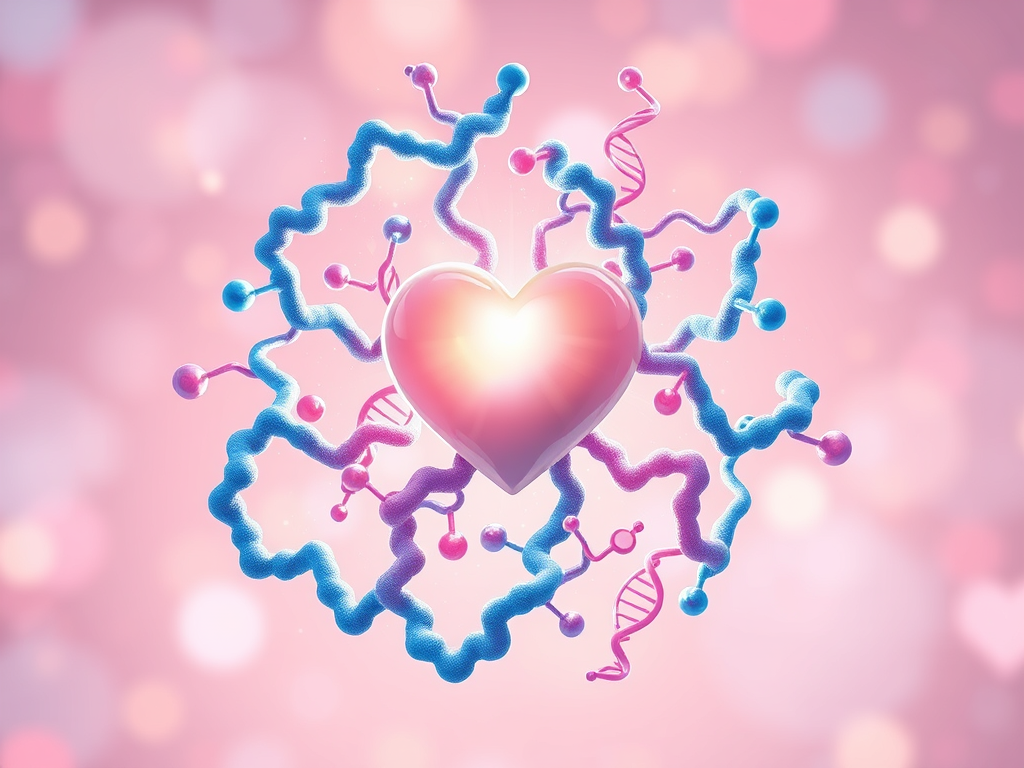 Heart surrounded by DNA strands